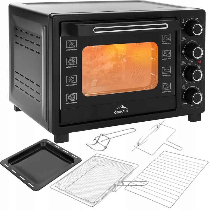 PIEKARNIK ELEKTRYCZNY 45L 2000W 250°C TERMOOBIEG ROŻNO GRILL