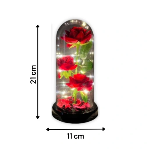 WIECZNA RÓŻA W SZKLE PREZENT NA DZIEŃ BABCI PUDEŁKO ŚWIECĄCA LED +KABEL USB