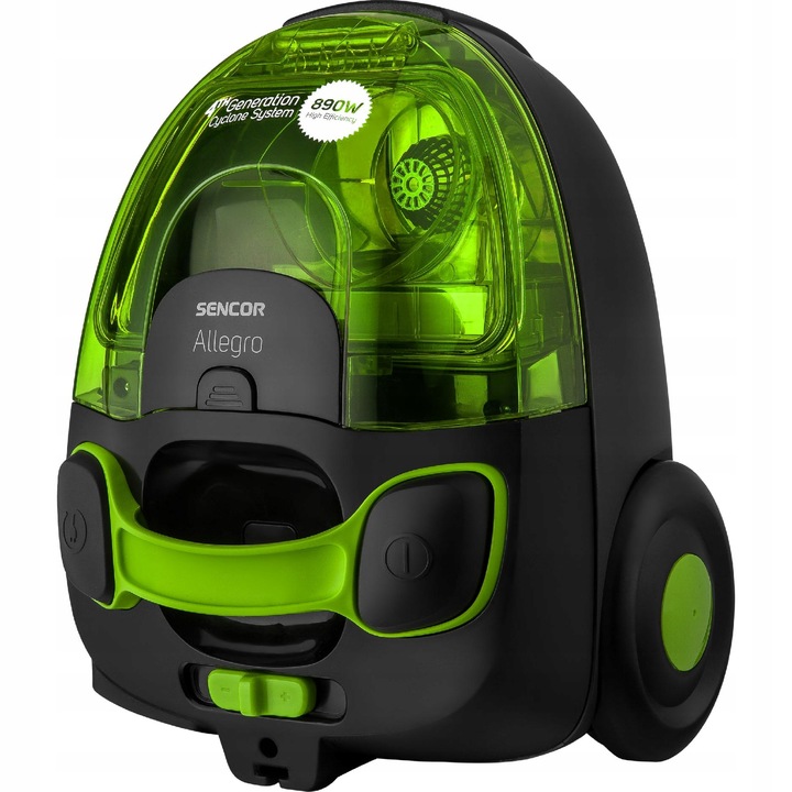 Mocny odkurzacz bezworkowy 890W HEPA dla alergików 76 dB Sencor SVC 510GR