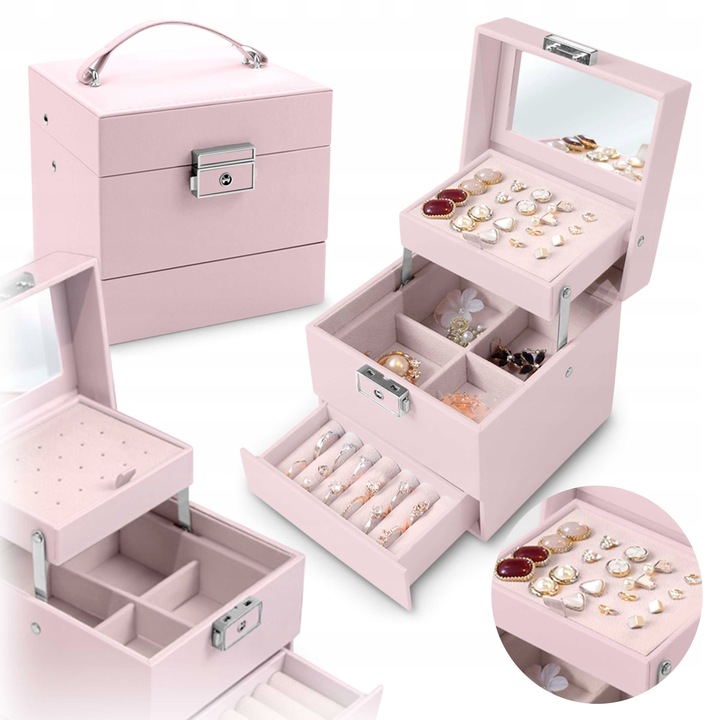 PUDEŁKO SZKATUŁKA NA BIŻUTERIĘ KUFEREK ORGANIZER