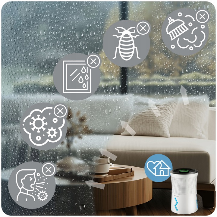 OSUSZACZ POWIETRZA POCHŁANIACZ WILGOCI CICHY 34dB LED Berdsen