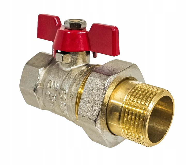 ZAWÓR KULOWY KUREK 1" DN25 MOSIĘŻNY ZE ŚRUBUNKIEM I DŁAWICĄ MOTYLEK