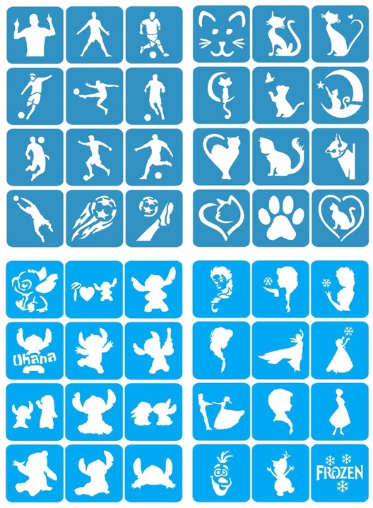 Szablony do tatuaży brokatowych, Tatuaże brokatowe - mix 100 sztuk