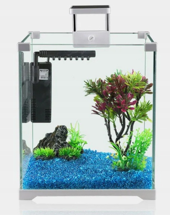 Krewetkarium 15L Akwarium Kostka GOTOWY ZESTAW Lampa LED Filtr