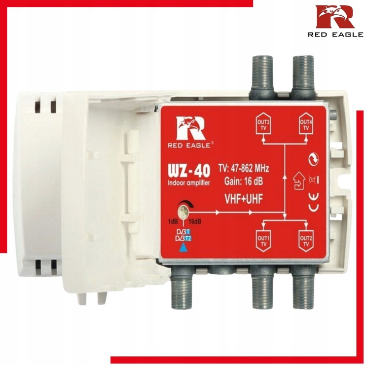 Wzmacniacz Antenowy TV Naziemnej Red Eagle WZ-40 Sygnału DVB-T2