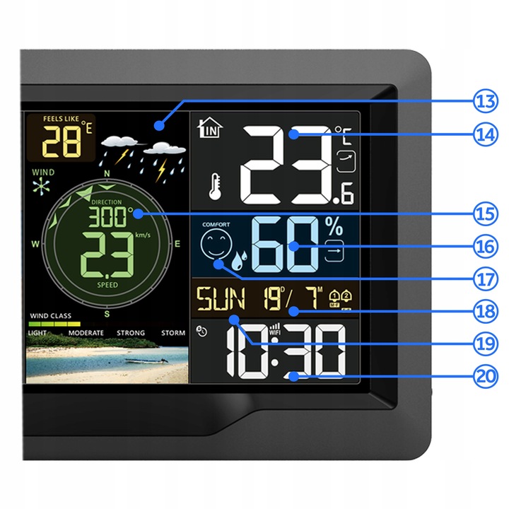 Bezprzewodowa stacja pogodowa pogody higrometr termometr budzik