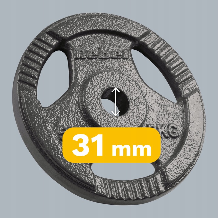Obciążenie żeliwne zestaw 4x5kg 20kg otwór 31mm talerz z uchwytami REBEL