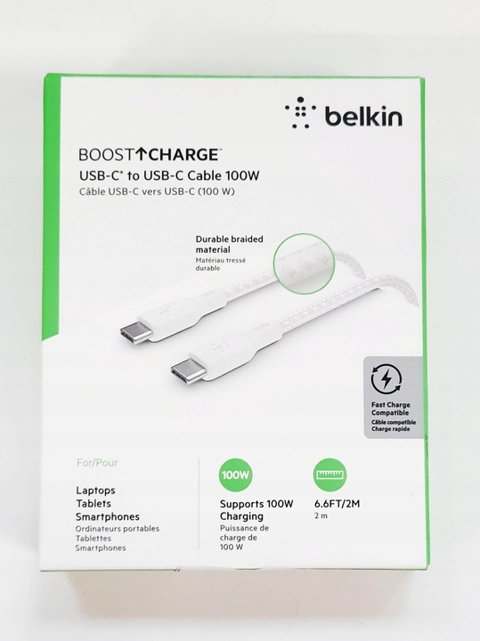 Belkin - Kabel Boost - USB-C do USB-C PD, 5A 100W, z oplotem nylonowym, 2 m