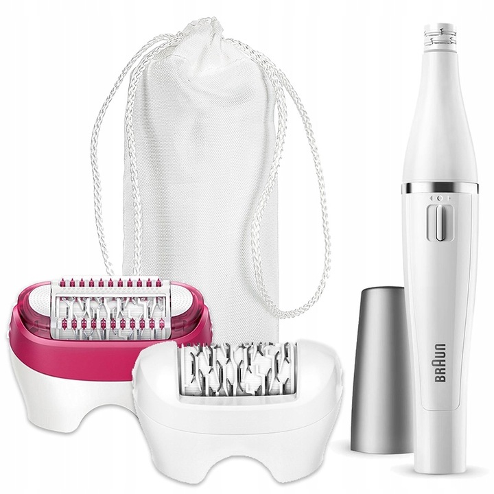 Depilator BRAUN Silk-epil 9 + Depilator do twarzy wąsika brwi - BONUS PACK