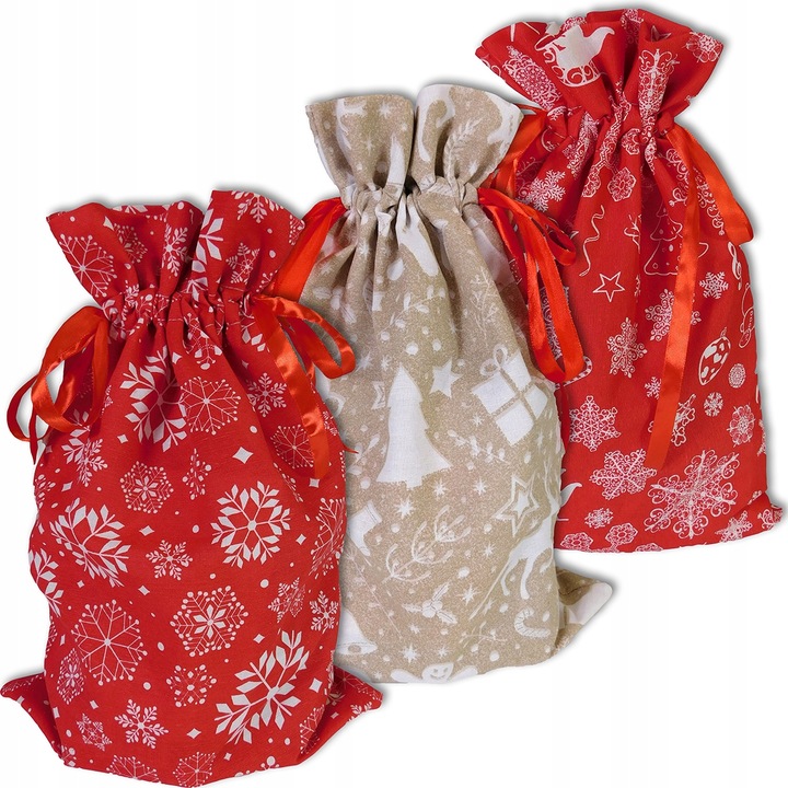 5x WOREK NA PREZENTY ŚWIĄTECZNY MIKOŁAJKOWY 30x45 cm EKO PREZENTOWY WIĄZANY