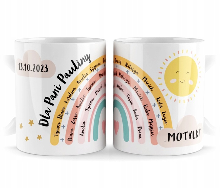 prezent dzień NAUCZYCIELA PRZEDSZKOLANKI WYCHOWAWCY kubek z imionami