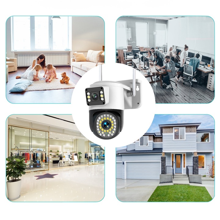 PODWÓJNA KAMERA WIFI IP SMART ZEWNĘTRZNA OBROTOWA QHD 2x 4MP ZOOM APLIKACJA