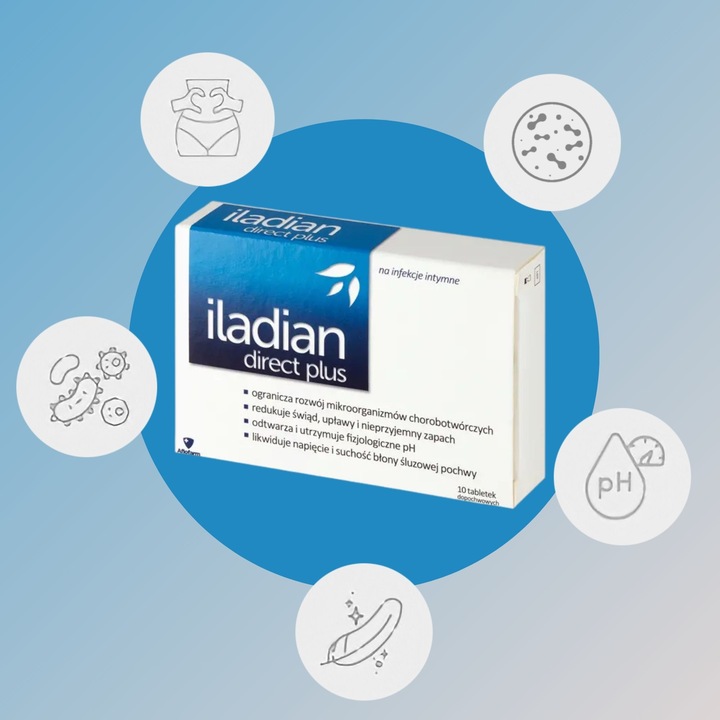 Iladian Direct Plus tabletki dopochwowe wsparcie przy infekcjach 10 tabl.