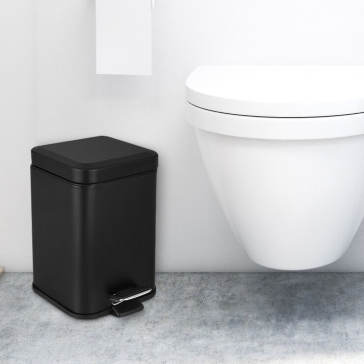 STOJAK na szczotkę WC + KOSZ na śmieci mały czarny zestaw łazienkowy