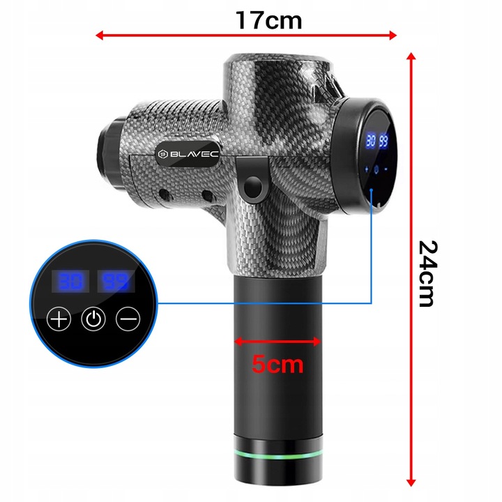 Pistolet Do Masażu Masażer Do Ciała Szyi Karku Pleców Stóp + 6 Końcówek Pro