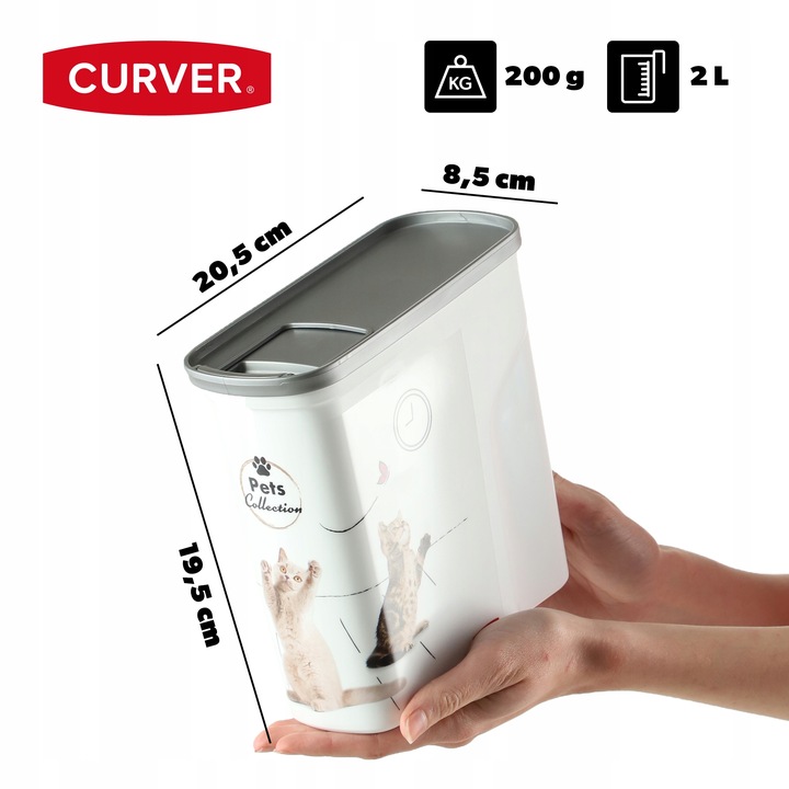CURVER POJEMNIK NA SUCHĄ KARMĘ ŻWIREK DLA KOTA 2L