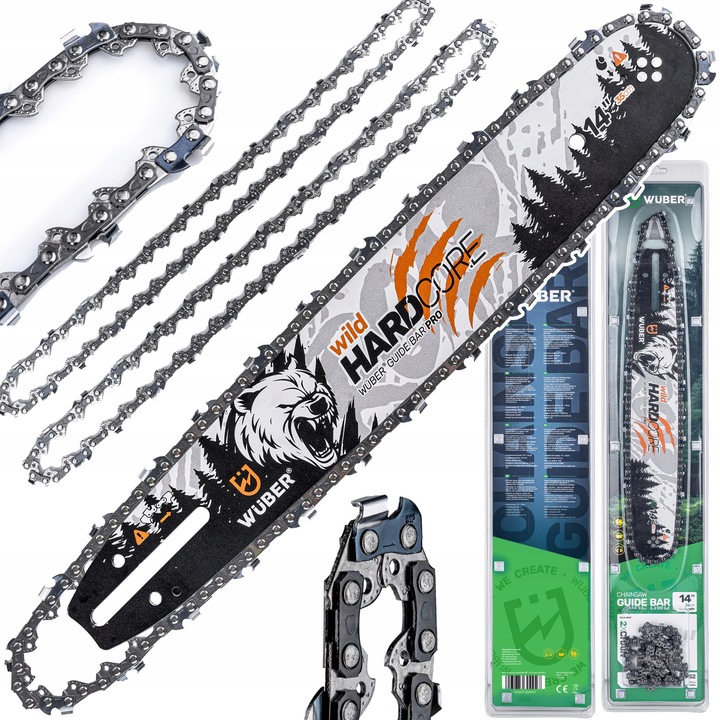 PROWADNICA DO PIŁY SPALINOWEJ PILARKI 14" 35CM + 2X ŁAŃCUCH 3/8" WUBER