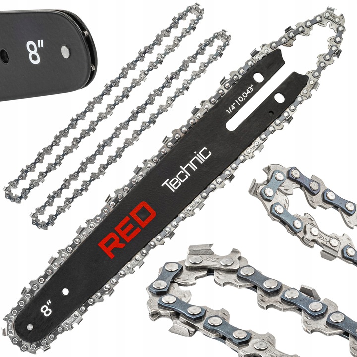 PROWADNICA DO PIŁY AKUMULATOROWEJ PILARKI 20CM 8" + 2X ŁAŃCUCH 1,4"