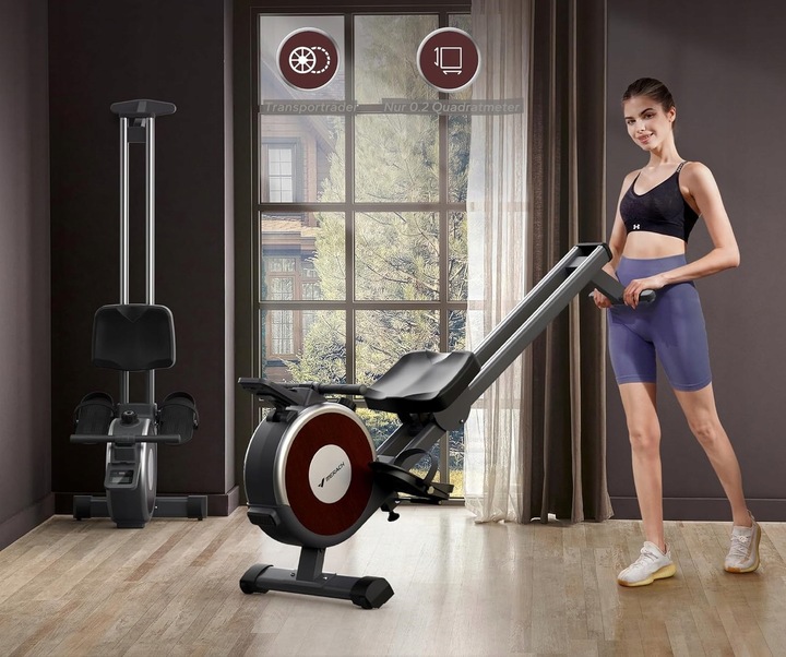 MERACH Wioślarz do 160 kg do domu magnetyczny Bluetooth 16 poziomami oporu