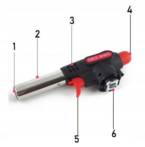 Palnik gazowy na Kartusze Torch Czarno Czerwony M-961C 1300 W + 4 x