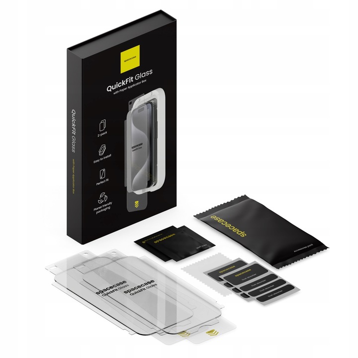 SZKŁO HARTOWANE DO IPHONE 15 PRO MAX Z APLIKATOREM QUICKFIT - 2 SZTUKI