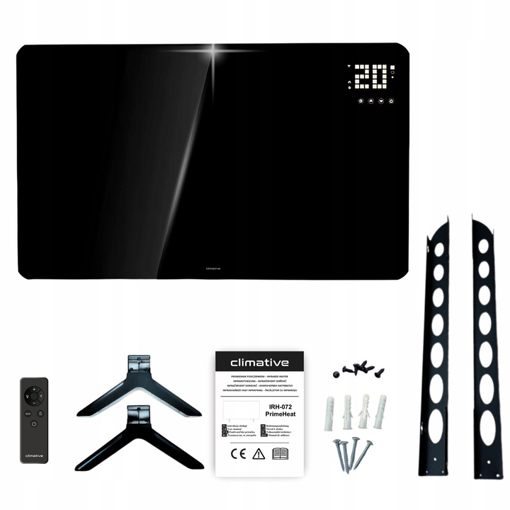 Szklany grzejnik na podczerwień promiennik PrimeHeat 720W WiFi Tuya