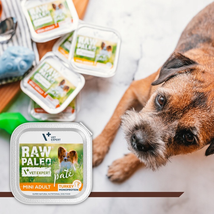 Mokra karma dla psów dorosłych małych ras indyk Raw Paleo Pate 12 x 150g