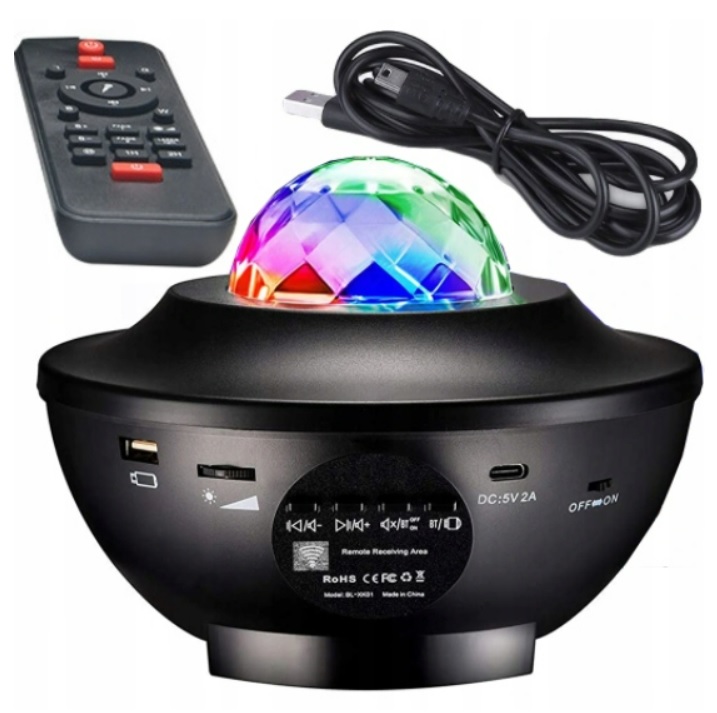 PROJEKTOR GWIAZD LED GŁOŚNIK LAMPA NOCNA + PILOT