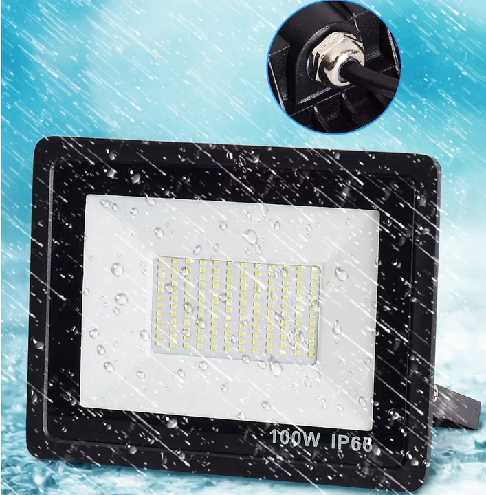 HALOGEN LED NAŚWIETLACZ LAMPA 100W REFLEKTOR SZKŁO HARTOWANE 9000lm