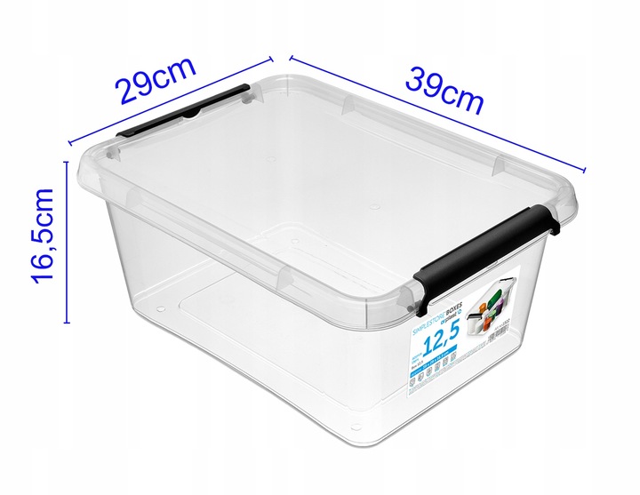 Pojemnik Plastikowy Przeźroczysty z Pokrywą 12,5L Pudełko Pudło