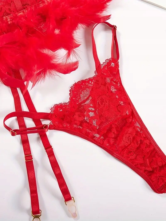 Strój Erotyczny biustonosz PUSHUP pas do pończoch SEKSI Strój Seksowny