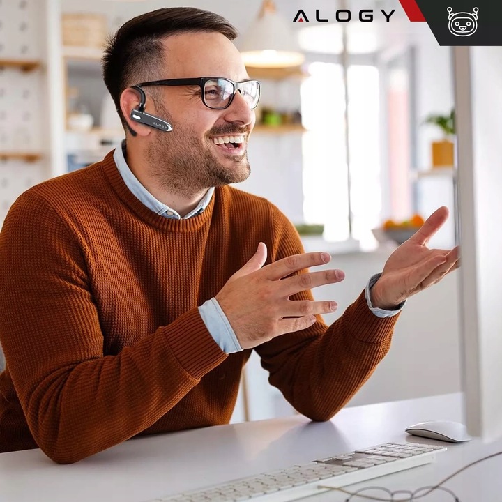 SŁUCHAWKA BLUETOOTH 5.1 ALOGY BEZPRZEWODOWY ZESTAW SŁUCHAWKOWY 12H ROZMÓW