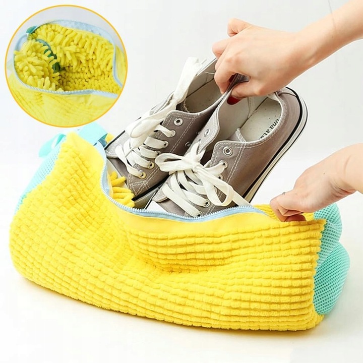 WOREK SIATKA DO PRANIA OBUWIA BUTÓW DO PRALKI ŻÓŁTE