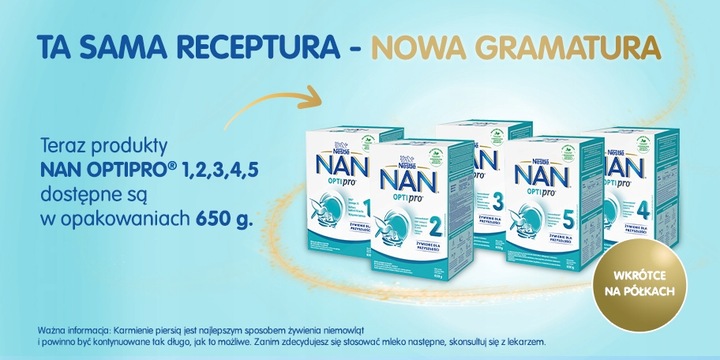 NAN OPTIPRO 1 Mleko początkowe 650g
