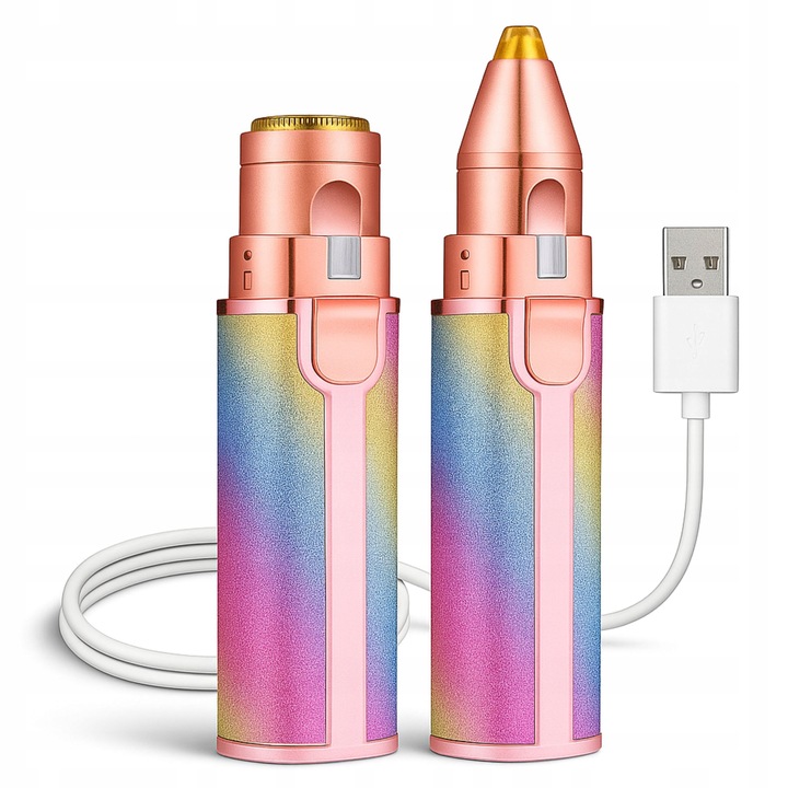 Golarka damska I trymer 2w1 do brwi twarzy i ciała I USB LED bez