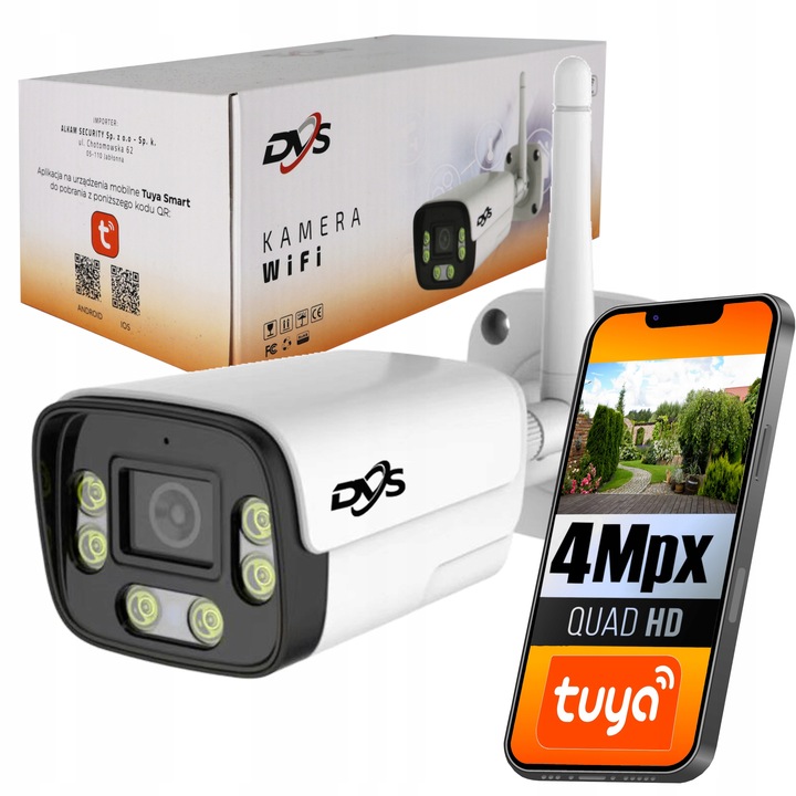 BEZPRZEWODOWA KAMERA WIFI ZEWNĘTRZNA 4Mpx TUBA APLIKACJA TUYA DVS TUBOWA
