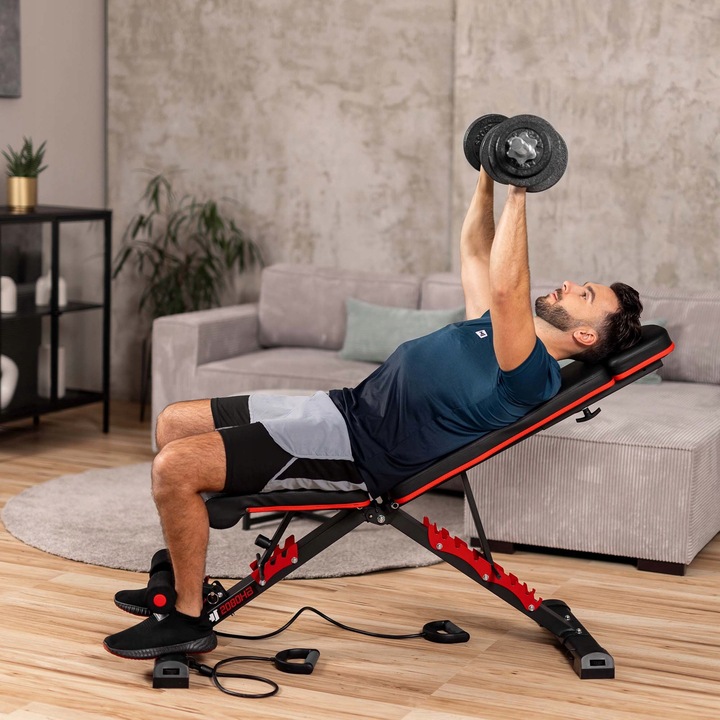 Ławka treningowa z ekspanderami regulowana hopsport 250 kg składana