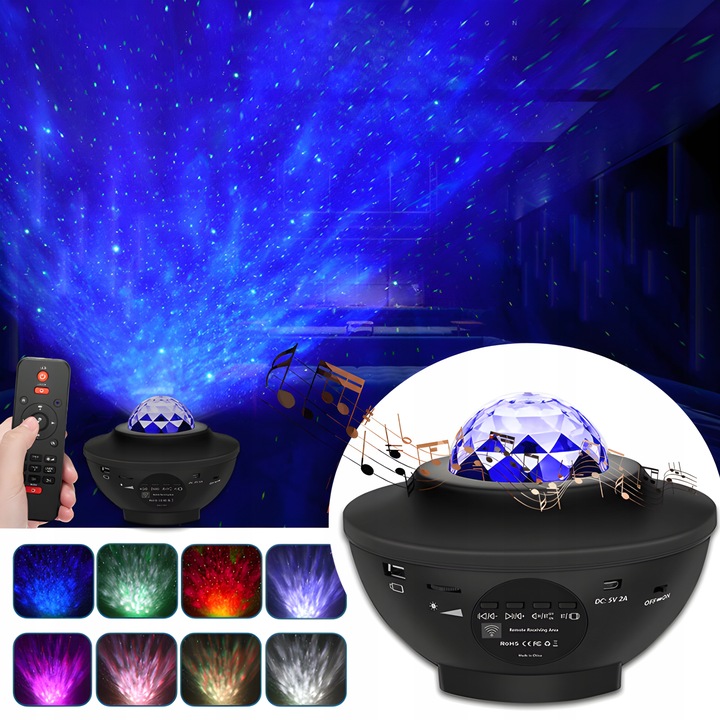 PROJEKTOR GWIAZD RZUTNIK NIEBA LAMPKA NOCNA LED GŁOŚNIK BLUETOOTH + PILOT