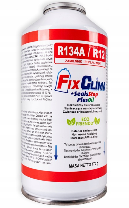 GAZ DO NABIJANIA KLIMATYZACJI AUT R134A CZYNNIK CHŁODNICZY USZCZELNIACZ 3W1