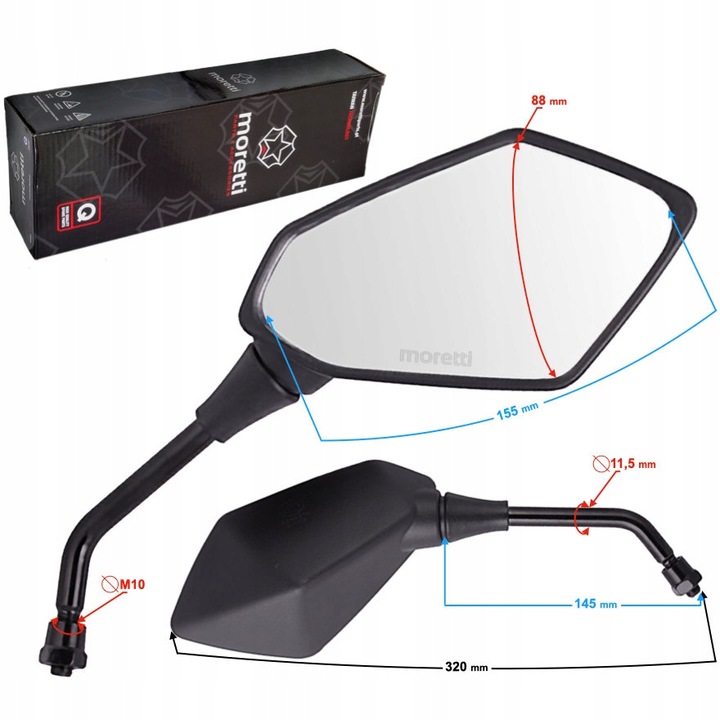 LUSTERKA MOTOCYKLOWE Moretti M10 LR Yamaha czarne