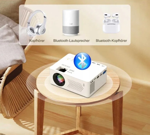 Mini Projektor iOS Android Windows Bluetooth 1080P działa z TV