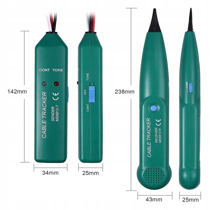MIERNIK SZUKACZ PAR PRZEWODÓW WYKRYWACZ ŻYŁ KABLI MASTECH MS6812 Z