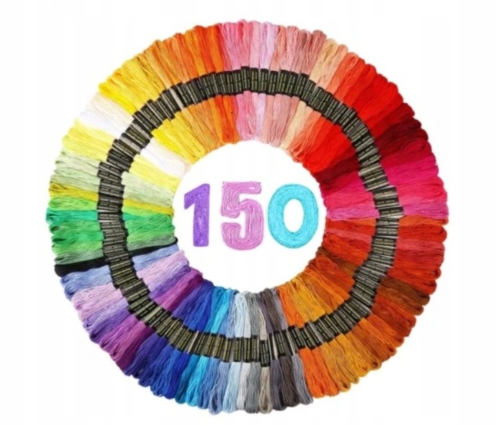 MULINA ZESTAW MULIN 150 szt KOLOROWA DO BRANSOLETEK WYSZYWANIA MULINY NICI