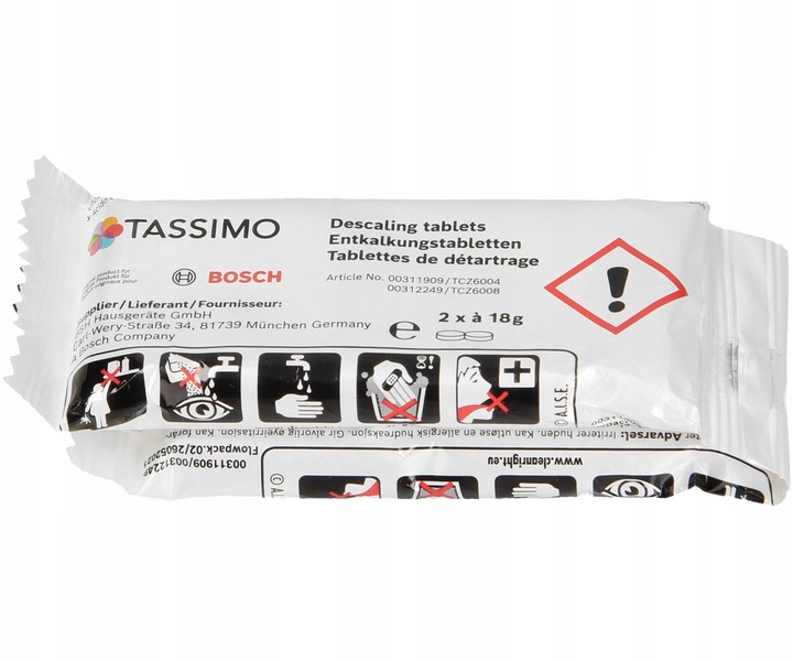 Tabletki odkamieniające do ekspresu Bosch Tassimo TCZ6004