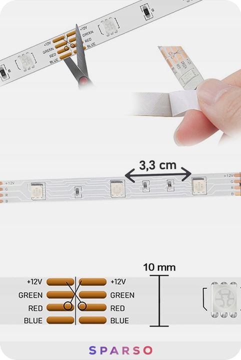 TAŚMA LED RGB 5M LEDY 230V 12V z PILOTEM Bardzo mocna ZESTAW +