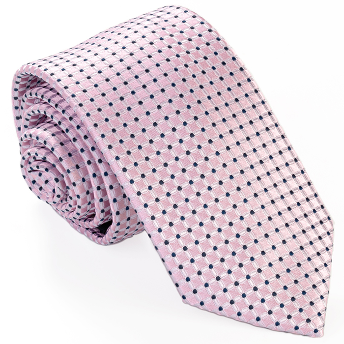 MIKROFIBRA Krawat Męski Różowy w Groszki GREG g146
