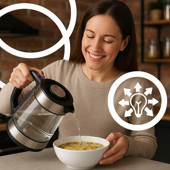 DUŻY CZAJNIK ELEKTRYCZNY 1,7L REGULACJA TEMPERATURY PODŚWIETLANY RGB