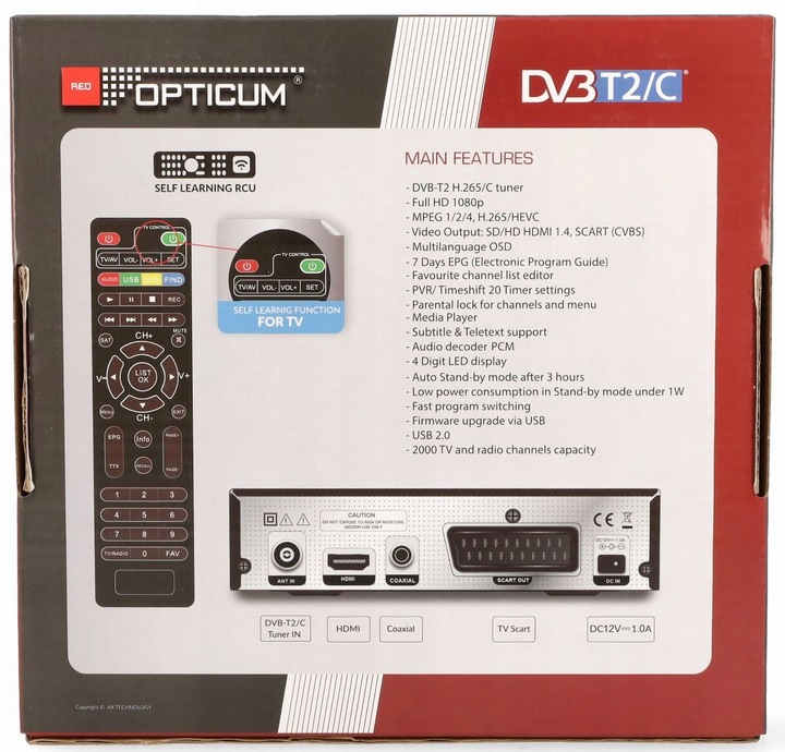 Tuner Dekoder Kablówki DVB-C DVB-T2 Telewizji Cyfrowej TV Naziemnej