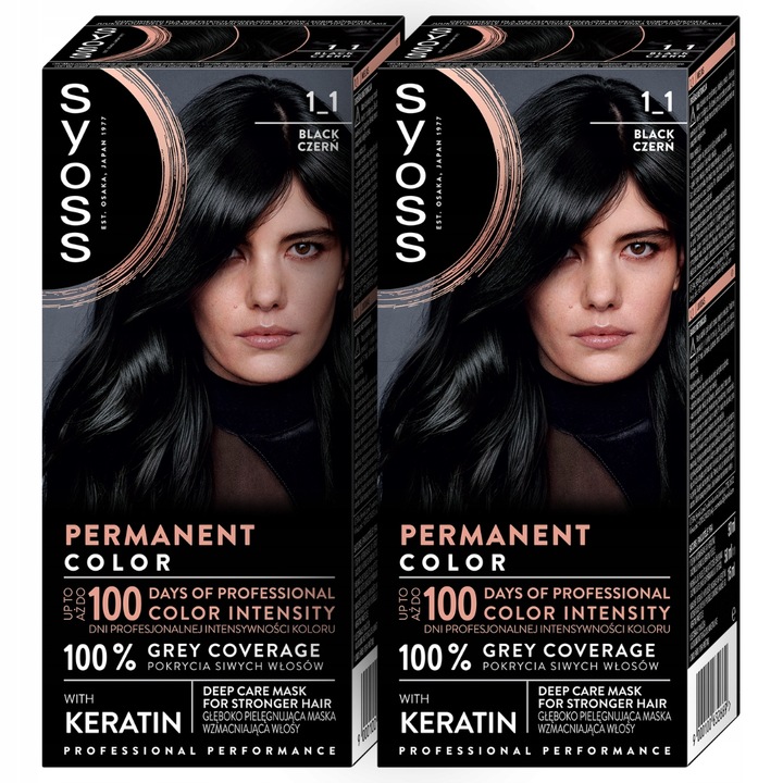 Syoss Farba do Włosów Trwała Permanent Color 1-1 Czerń 2 szt.
