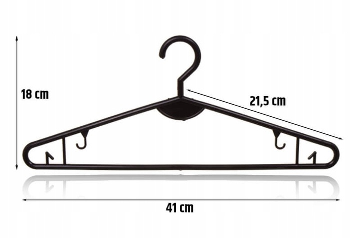 WIESZAKI NA UBRANIA ODZIEŻ UBRANIOWE ODZIEŻOWE UNIWERSALNE CZARNE 50